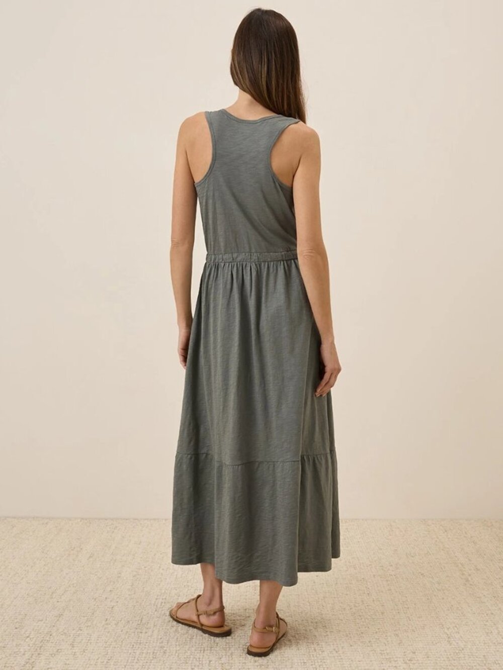 Pact Organic Cotton Relaxed Slub Tank Maxi Dress Size S - Picture 2 of 8